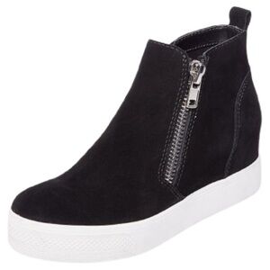 Steve Madden Size 9M Black Suede Ankle Wedgie Zip Closure Women’s Sneaker Shoes